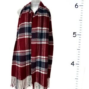 Cashmere Feel Red/White/Blue Plaid Scarf‎ Cozy Winter Warm